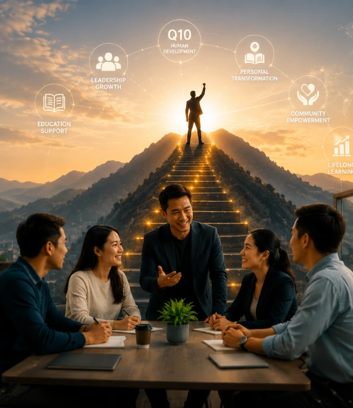 Q-10 human development leadership and personal growth concept