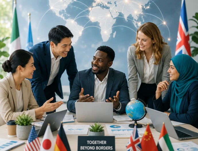 International business collaboration and strategic ecosystem partnership meeting