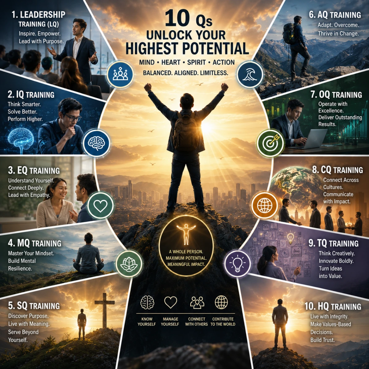Q-10 leadership and human potential development training concept